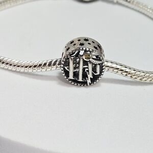 Wizard Harry Potter Inspired Sterling Silver Round Bracelet Charm 925 Cutout